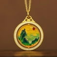 thumbnail image 2 of Gold Plated Moissanite Rotating Pendant Necklace Enamel Artistic Jewelry Modern Style Accessory for Women Gift, 2 of 6