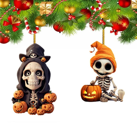 Halloween Car Interior Accessories, Skeleton Pumpkin Rearview Pendant Decoration Interior, Cute Women Funny Aesthetic Hanging Swinging Horror Pendant Man Halloween Decor