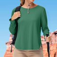 thumbnail image 2 of WTOBBY Women's Round Neck Loose Fit Sun Shirt - Long Sleeve UPF 50+ Athletic Top for Outdoor Sports, Casual Wear, Summer Activities and Exercise ,Green L, 2 of 5