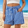thumbnail image 2 of GUACER Women's High Waisted Striped Shorts Summer Casual Elastic Drawstring Wide Leg Lounge Shorts with Pockets, 2 of 6