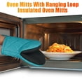 thumbnail image 4 of 1 Pair Short Oven Mitts, Heat Resistant Cotton Neoprene Kitchen Oven Mitts, Non-Slip Grip Surfaces and Hanging Loop Gloves, Baking Grilling Barbecue Microwave Machine Washable, 4 of 6