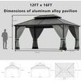 thumbnail image 2 of ASJMR 12x16 FT Hardtop Gazebo Double Roof with Metal Frame,Outdoor Pavilion with Curtains and Nettings,Garden Tent For Courtyards Backyards Decks Grass,Gray, 2 of 7