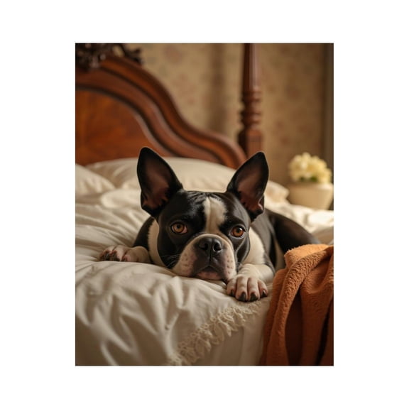 Paint by Numbers Kit for Adults, Boston Terrier Resting On Bed Paint by Numbers, Easy Paint by Numbers Kit for Adults Beginner, DIY Adult Paint by Number Kits on Canvas, Home Decor
