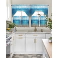 thumbnail image 4 of Blue Ocean Swag Kitchen Curtains Sets for Windows 24 Inch Length, Summer Beach Sky Waves Sandy Underwater Short Window Curtain Panels Swags Valances and Tiers 3 Piece Set for Cafe/Dining Room, 4 of 5