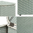 thumbnail image 6 of happimess Chloe 15.56-Gallon All-Weather Wicker/Metal Corner Hideaway Outdoor Trash Can for Package Delivery, Patio Furniture, Cushions, Gardening Tools, Pool Supplies, Mint Blue/White, HPM1200C, 6 of 9