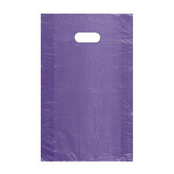 Medium High Density Purple Plastic Merchandise Bags - 12”W x 3”D x 18”H  - Case of 1000