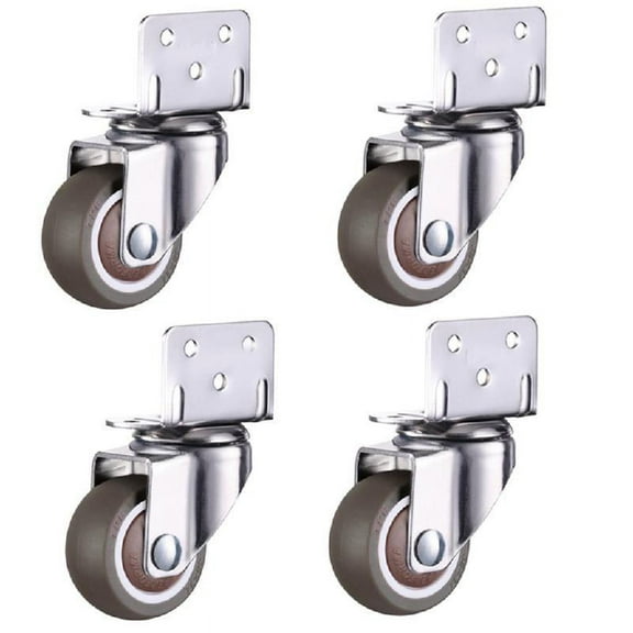 COBBEKO 4 Pack L-Shaped Side Mount Casters with Brake 1/1.25/1.5/2 inch Swivel Caster