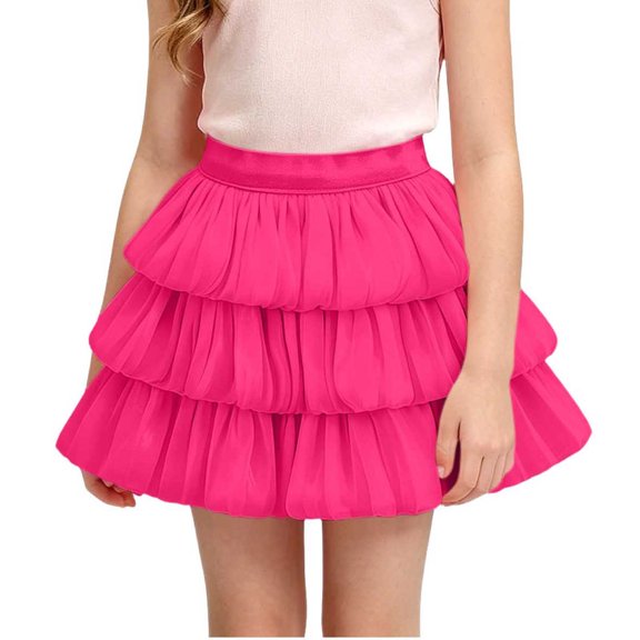CHEEREAM Kids Short Skirts Y2k Puff Cute Multi Layered Ruffle Mini Skirt Girls Comfy Casual Leisure Outfit