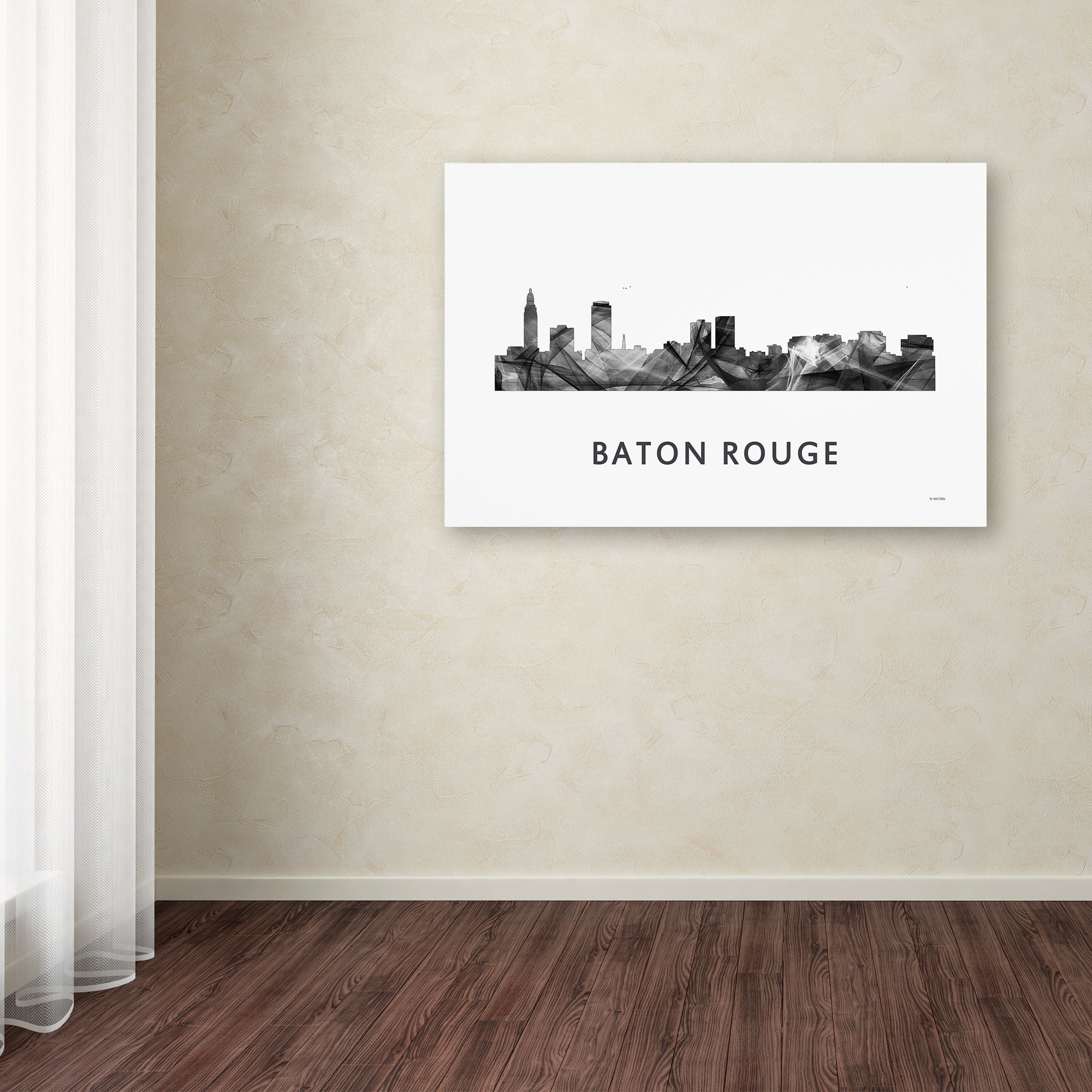 Trademark Fine Art 'Baton Rouge Louisiana Skyline WB-BW' Canvas Art by Marlene Watson