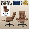 thumbnail image 3 of HomeZeer 500lbs Capacity Cross Legged Office Chair, Big and Tall Office Chair with Footrest, PU Leather Criss Cross Desk Chair with Reclining Back, Adjustable Arms & Wide Seat for Home Office, Brown, 3 of 12