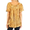 thumbnail image 2 of Sakkas Zoya Marbled Embroidery Cap Sleeves Blouse / Top - Beige - Plus Size, 2 of 5