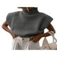 thumbnail image 1 of Femmes Épaulette Pull Haut Col Roulé Sans Manches Pull Large Épaule Tricotée Pull Haut, 1 of 5
