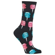 Hot Sox Womens Cotton Candy Crew Socks, Womens Shoe Size 4-10.5, Black, Womens S