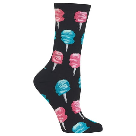 Hot Sox Womens Cotton Candy Crew Socks, Womens Shoe Size 4-10.5, Black, Womens S