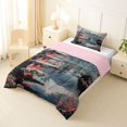 thumbnail image 2 of Homewish Watercolor Cherry Blossom Twin Comforter Sets,Japanese Artwork Bedding Set,Blue Red,Pink Reversible,2 Pieces,1 Comforter and 1 Pillowcase, 2 of 7