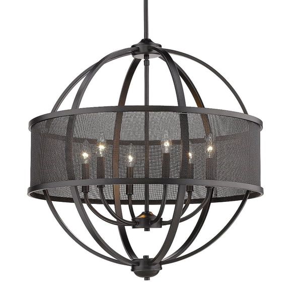 Golden Lighting Colson 6-Light Chandelier in Matte Black/Matte Black Shade