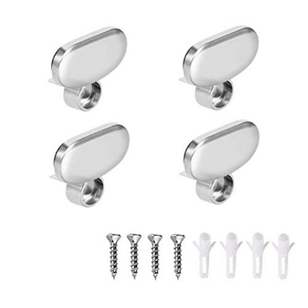 4 Pcs Oval Silver Zinc Alloy Mirror Holder Clips Unframed Glass Hanging Kit Loaded Hanger Mounting Door Retainer For Wall Bathroom Dresser Com - Patio Table Glass Retainer Clips