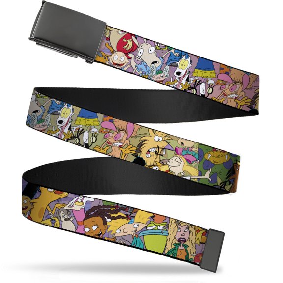 Adjustable Belt, Clamp Buckle, Cut-to-Fit, Nick 90s Rewind Character Mash Up Collage Pinks