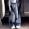 thumbnail image 2 of KVPLBQFD Y2k Baggy Jeans for Girls Stylish Wide Leg Ripped Hole Denim Pants Kids Loose Fit Skater Jean Teens Casual Dance Trousers Summer Streetwear, 2 of 3
