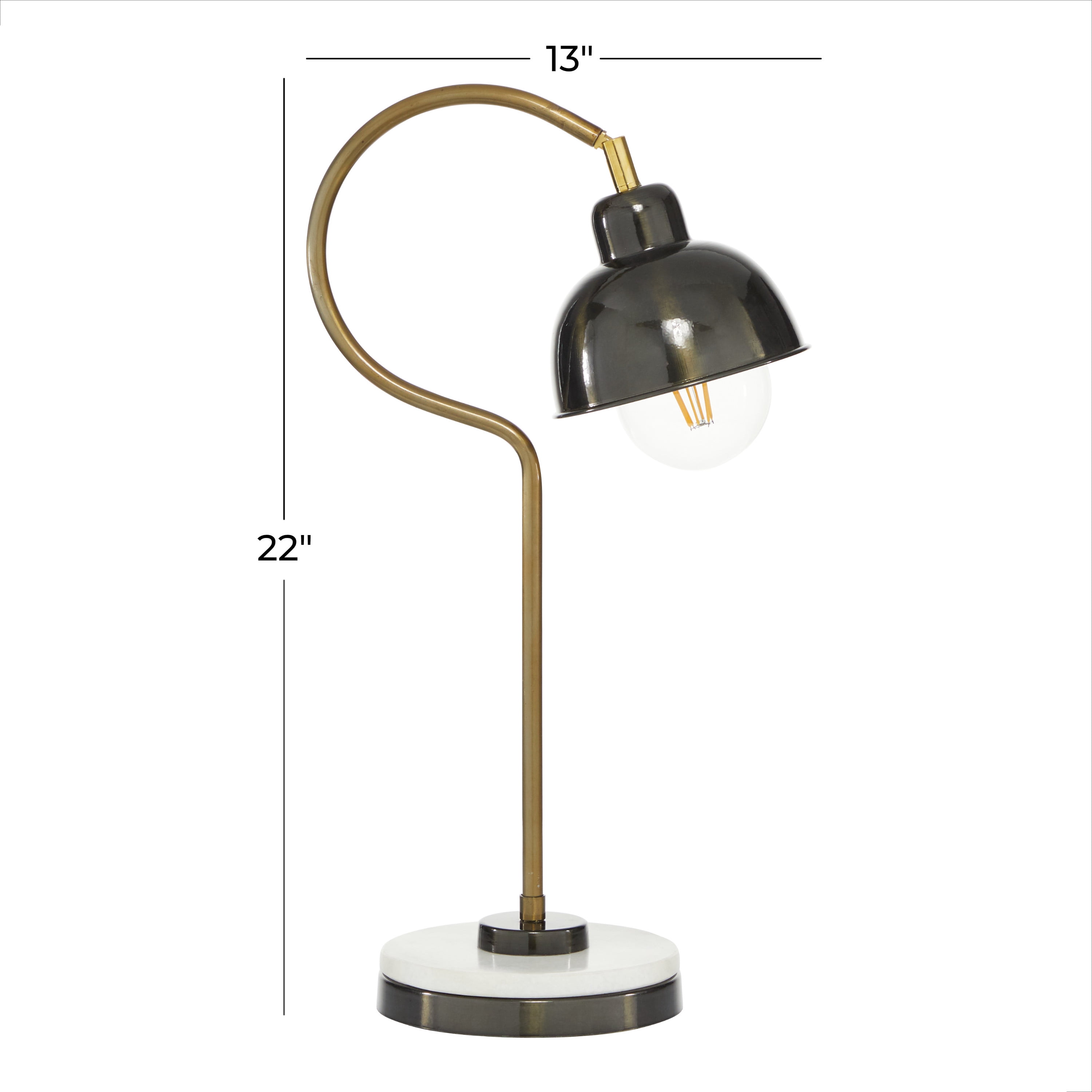 DecMode 22" Spotlight Black Desk Lamp with Black Metal Shade