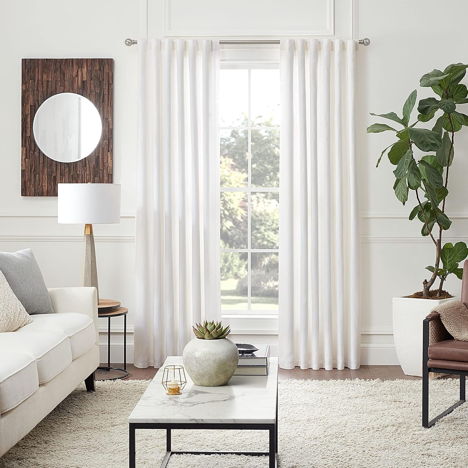 MODE Premium Collection Adjustable Single Rod Set with Modern Ball Finials, Fits 24” to 60” Windows