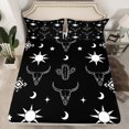 thumbnail image 2 of Manfei Rustic Bull Skull Twin Sheet Sets,Desert Plant Cactus Twin Fitted Sheet,Sun Moon Pattern Flat Sheet For Men Women,Microfiber Bedroom Decor,3-Piece, 2 of 7