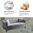 thumbnail image 6 of 3 Seater Chesterfield Sofa with 2 Pillows, Classic Velvet Upholstered Tufted Couch with Rolled Arms and Nailhead, Leisure Sofa Couch for Living Room, Bedroom, Office, Apartment, Grey, 6 of 9