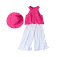 thumbnail image 3 of Sentuca Toddler Clothes Girls Summer Outfit Sets Tank Tops and Wide Leg Pants and Sun Cap 3PC Casual Wear Size 2 Years, 3 of 8