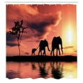 thumbnail image 2 of Ambesonne Africa Shower Curtain, Wild Animals Silhouette View, 69"Wx84"L, Dark Coral Seal Brown, 2 of 4