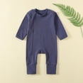 thumbnail image 2 of Avtoify Convertible Mittens & Booties Unisex Children's Spring/Summer Style Long Sleeve Baby Romper Lightweight Pants Ribbed Baby Zipper Round Neck Crawling Newborn Romper, 2 of 8