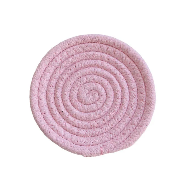 Nvzi Juego de 4 posavasos de algodón resistentes al calor para proteger la mesa, de 4,33 pulgadas, color rosa.