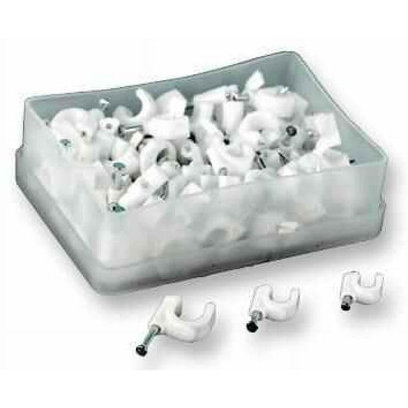 PRO POWER - Round Cable Clips White 7.0mm 100 Pack