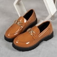 thumbnail image 4 of Miluxas Womens Platform Loafers Slip On Chunky Shoes with Non-Slip Sole Round Toe Uniform Dress Shoes Brown 5.5(36), 4 of 8