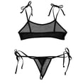 thumbnail image 3 of TiaoBug Ensemble Bikini Transparent pour Femmes Soutien-Gorge Micro à Nouer avec String Noir Taille Unique, 3 of 6