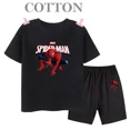 thumbnail image 2 of Conjunto de camiseta y pantalones cortos de algodón para niños de Marvel Spider Man de verano, ropa de dibujos animados para niños, conjunto de dos piezas de manga corta, conjunto para niñas y niños, 2 of 5