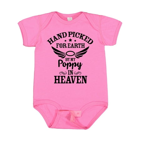 

Inktastic Handpicked for Earth by My Poppy in Heaven with Angel Wings` Gift Baby Boy or Baby Girl Bodysuit
