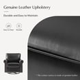 thumbnail image 3 of Genuine Leather Armchair Set of 2 Luxury Rocking Swivel Black Chair Metal Base Living Room Office Bedroom, 3 of 7