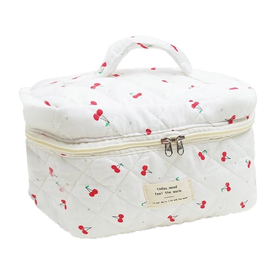 Cosmetic Bag Stylish Quilted Travel Makeup Bag Large Cute Floral Handbag for Women