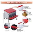 thumbnail image 4 of Galvanized steel chicken nesting box con 3 holes y legs-automatic roll out egg collection removable tray weatherproof wall mount con perch hens easy to clean y assemble coop-red, 4 of 7