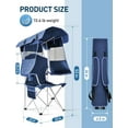 thumbnail image 6 of Camping Chair with Retractable Canopy Shade,Outdoor Chair with Canopy,Cup Holder,Side Pocket,Portable Folding Beach Chair with Sun Canopy for Lawn/Tailgates/Sports /Beach-Support 330 lbs, 6 of 8