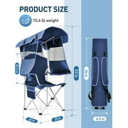 Camping Chair with Retractable Canopy Shade,Outdoor Chair with Canopy,Cup Holder,Side Pocket,Portable Folding Beach Chair with Sun Canopy for Lawn/Tailgates/Sports /Beach-Support 330 lbs