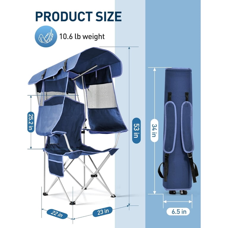 VicTsing Camping Chair with Retractable Canopy, 330 lb Capacity photo 5