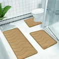 thumbnail image 6 of Bath Mat Set 3 Piece Bathroom Rug Set P Bath Mat Non Slip Bath Mat Super Absorbent Quick Dry Bathroom Floor Mat Soft Coral Fleece Rug Set 19.6x31.4 Inch Large, 6 of 6