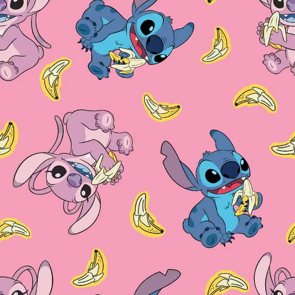 Stitch & Angel Pink Banana Cotton Fabric