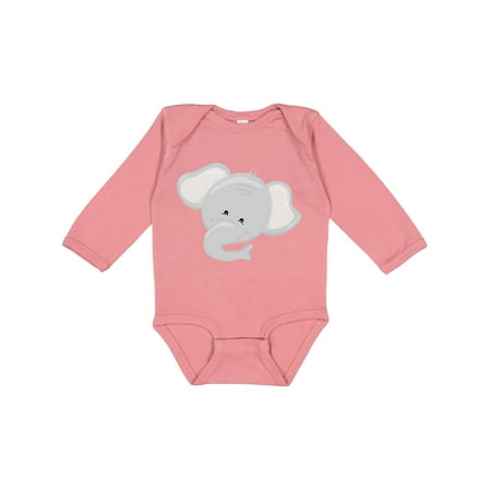 

Inktastic Cute Elephant Head Gift Baby Boy or Baby Girl Long Sleeve Bodysuit