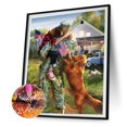 thumbnail image 1 of Cuadros Decorativos 5D DIY Diamond Painting Yellow Dog and Owner Full Round Drill Decor (X544) Wdftyju embutido en tela, 1 of 9