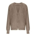 thumbnail image 5 of Womens Fuzzy Cardigan Sweater Long Sleeve V-Neck Button Down Shirts Top Slouchy Furry Knit Sweaters, 5 of 5