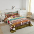 thumbnail image 2 of Summer Beach Bedding King Ocean Costal Theme Comforter Set Vintage Lodge Cabin Duvet Insert Marine Sea Shell Starfish Down Comforter, Colorful Wooden Stripe Bedding Comforter Sets, 2 of 5