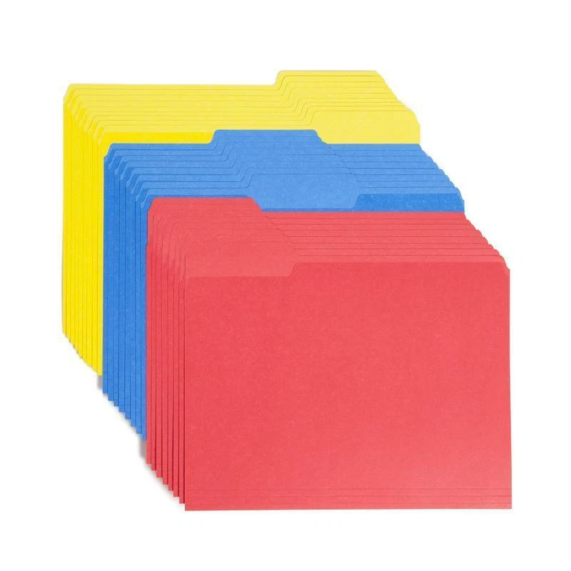 25Ct Assorted File Folders W/ Tabs Document Organization Letter Size Easy Access
