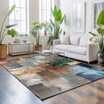 thumbnail image 3 of 5'x7' Area Rugs, Abstract Marble Indoor Outdoor Area Rug for Living Room Bedroom, Terracotta Green Blue Fluid Art Modern Luxury Washable Bathroom Rugs Kitchen Floor Carpet Mats Home Decor Aesthetic, 3 of 8